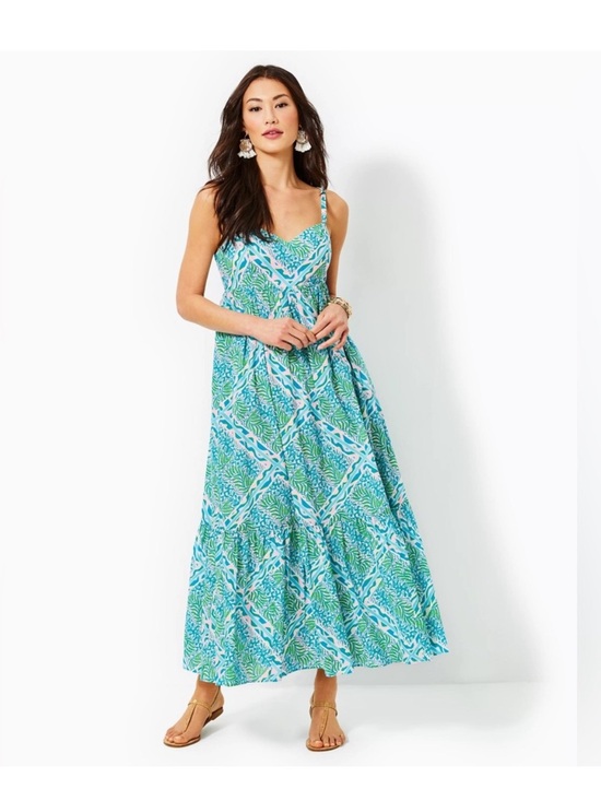 Lilly Pulitzer Dresses & Skirts - Lilly Pulitzer Blue Green Maxi Dress Size 12 perfect condition smoke pet free